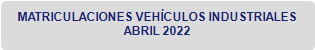MATRICULACIONES VEH&Iacute;CULOS INDUSTRIALES
ABRIL 2022